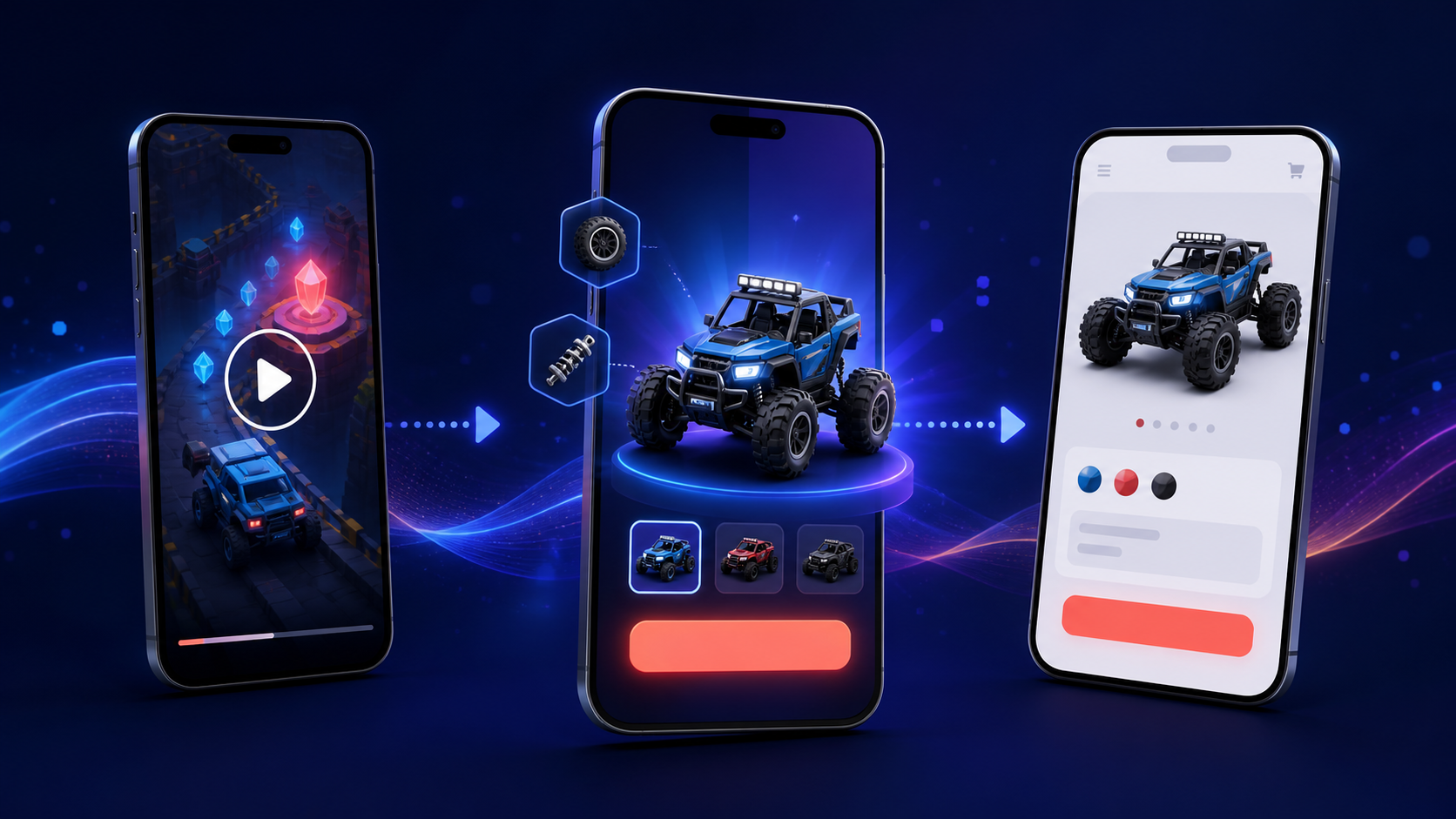 The three-part AppLovin ecommerce ad journey from video to Interactive Page to brand website